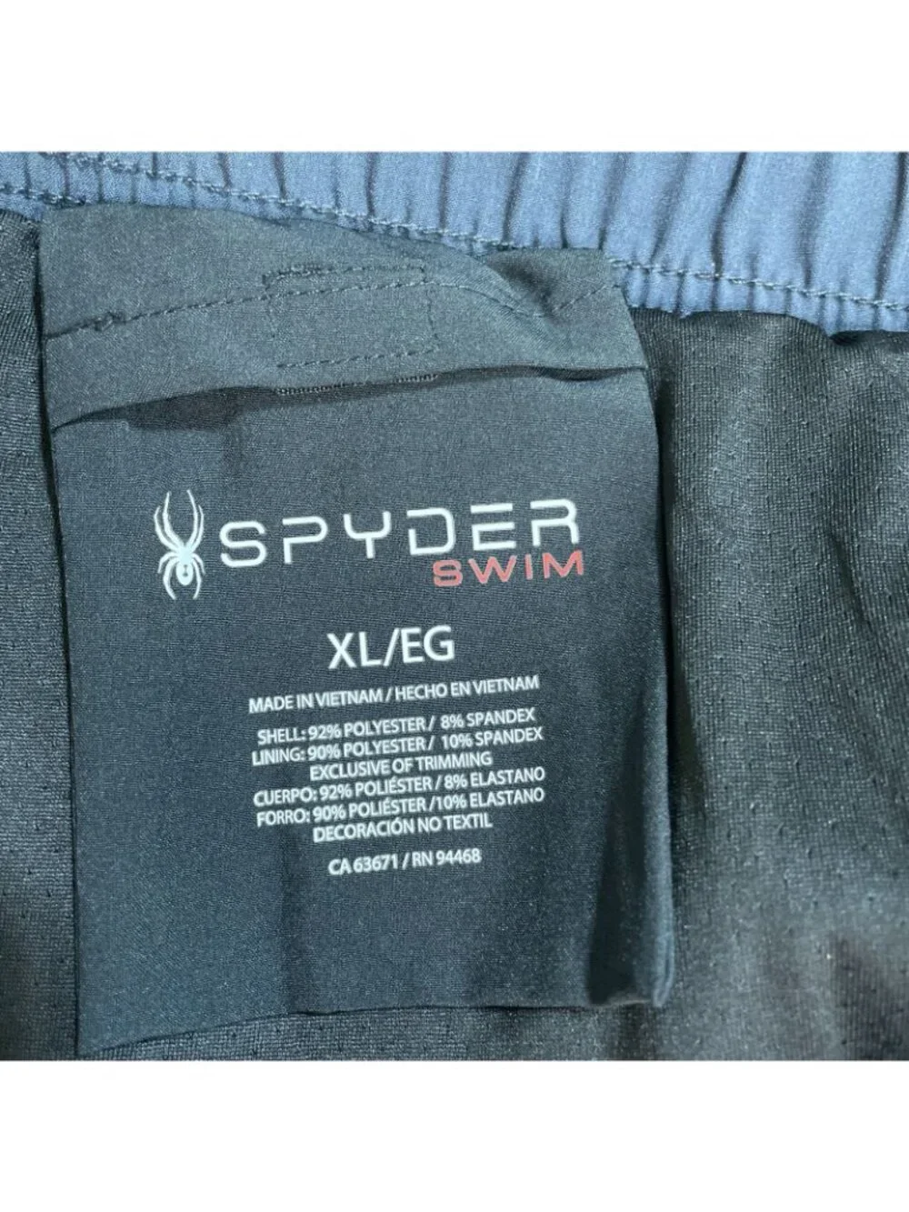 NWT Spyder Swim Men's XL Black Swim Shorts UV Protection Quick Dry Stretch